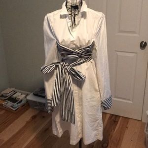 Striped Collared Wrap Button Down Dress